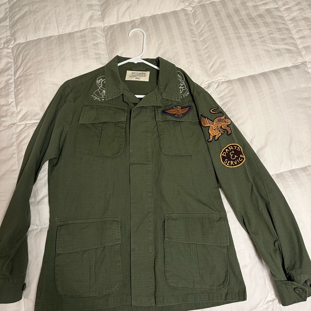 Patched bomber jacket